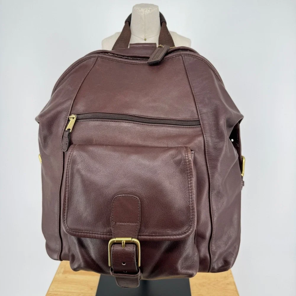 RARE Vintage Coach Old Mahogany Brown Leather XL Backpack Brass Hardware Japan